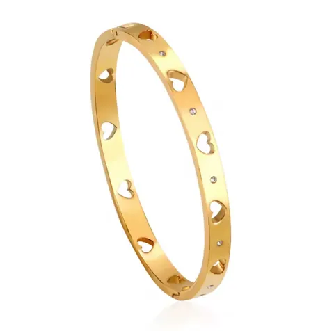 Bransoletka Bangle Serduszka złota stal