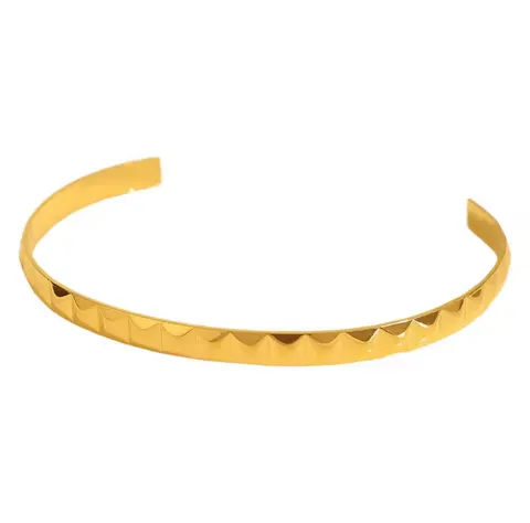 Bransoletka Bangle Piramidki stalowa złota