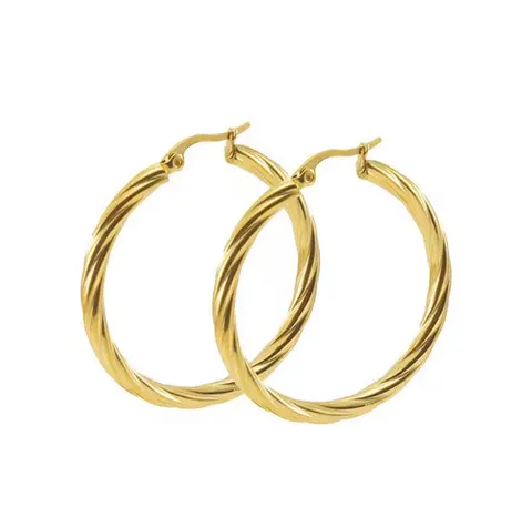 Kolczyki koła twist złote stal - średnica 3 cm