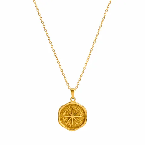 Naszyjnik amulet odwagi Gwiazda Północy złoty stalowy