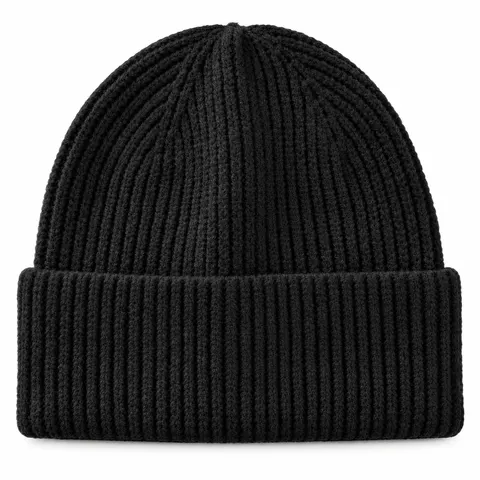 Włóczkowa czapka beanie w prążki czarna