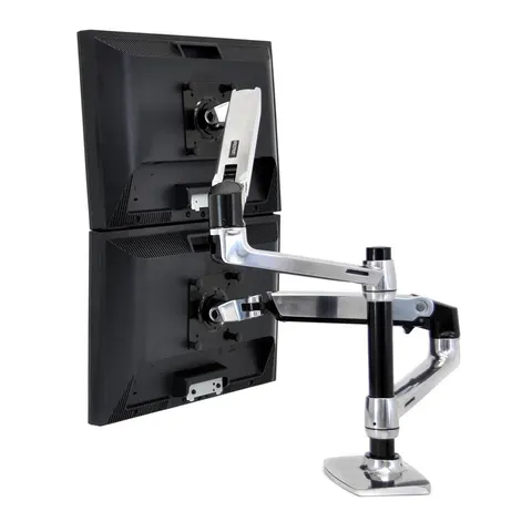 Uchwyt biurkowy na dwa monitory ERGOTRON LX Dual Stacking Arm - polerowane aluminium