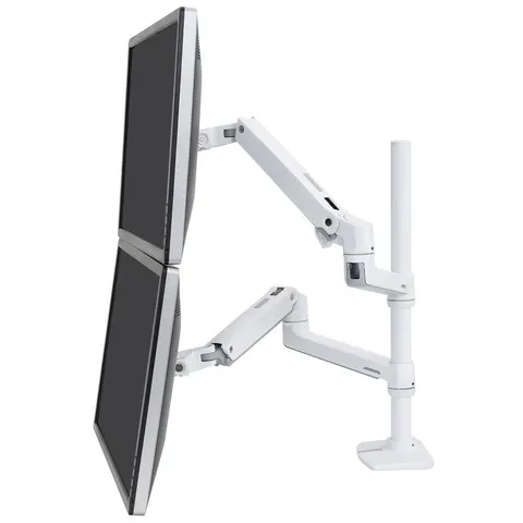Uchwyt biurkowy na dwa monitory ERGOTRON LX Dual Stacking Arm, Tall Pole - z wysokim punktem montażowym, biały