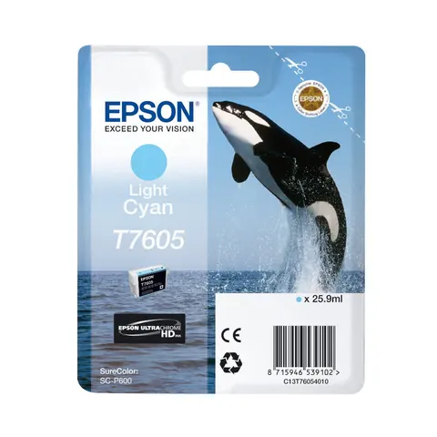 Tusz EPSON T7605 LC - jasny błękitny (25,9 ml)