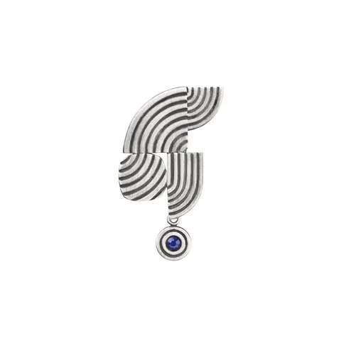 Srebrny pin z niebieskim kryształem z kolekcji Holos