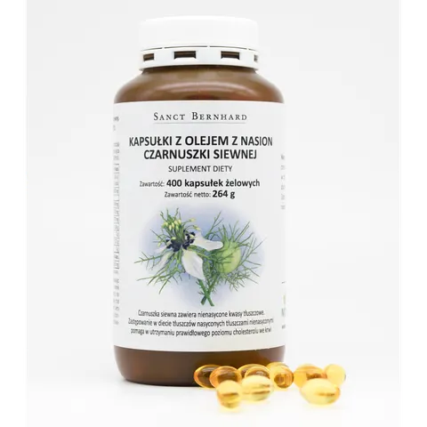 Olej z Czarnuszki siewnej 500 mg 400 kapsułki Sanct Bernhard