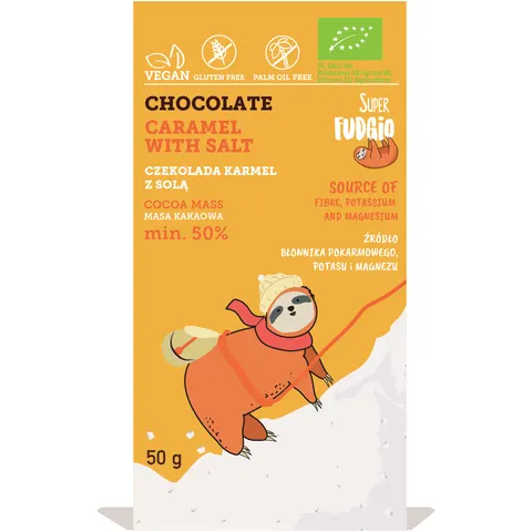 CZEKOLADA KARMEL Z SOLĄ BEZGLUTENOWA BIO 50 g - SUPER FUDGIO