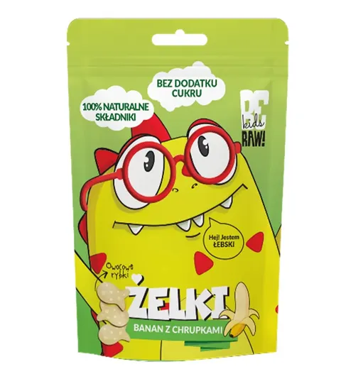 Żelki banan z chrupkami BeRaw Kids, 35g