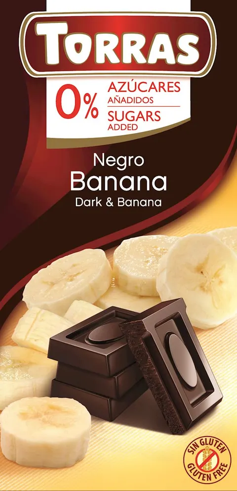 Czekolada Gorzka z Bananami bez dodatku cukru bezglutenowa 75g - Torras