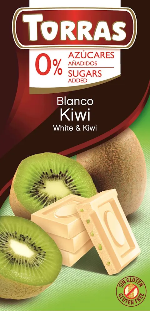 Czekolada Biała z Kiwi bez dodatku cukru bezglutenowa 75g - Torras