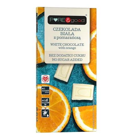 czekolada biała z POMARAŃCZĄ bez dodatku cukru 75 g Pure & Good