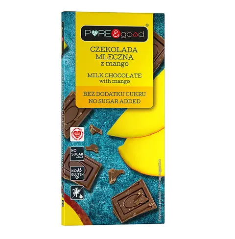 Czekolada mleczna z mango bez dodatku cukru 75g PURE & GOOD