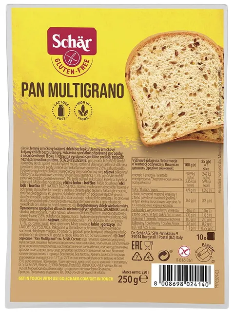 Pan Multigrano chleb wieloziarnisty bezglutenowy 250 g Schar