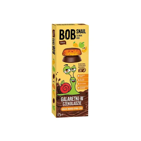 PRZEKĄSKA GALARETKA JABŁKO MANGO DYNIA CHIA BOB SNAIL BEZ DODATKU CUKRU BEZ GLUTENU 27G