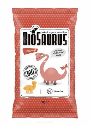 Chrupki Kukurydziane o Smaku Ketchupowym bezglutenowe BIO 50g - BioSaurus
