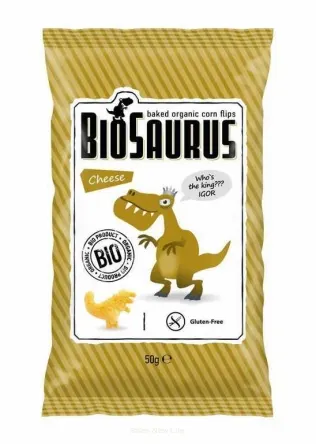 Chrupki Kukurydziane o Smaku Serowym bezglutenowe BIO 50g - BioSaurus