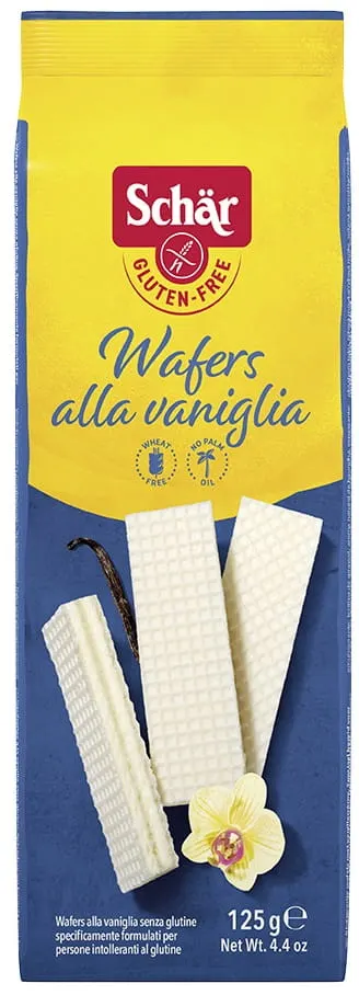 WAFERS ALLA VANIGLIA - WAFELKI Z KREMEM WANILIOWYM BEZGLUTENOWE 125 g - SCHAR