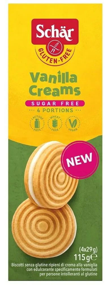 VANILLA CREAMS CIASTKA Z KREMEM WANILIOWYM BEZ CUKRU 115G SCHAR