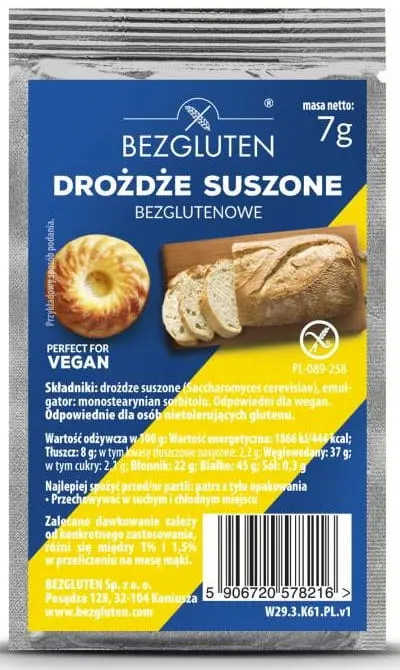 Drożdże suszone bezglutenowe 7g BEZGLUTEN