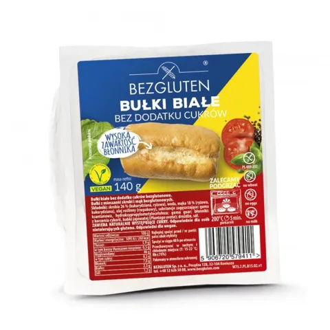 Bułki białe bez dodatku cukrów 140g BEZGLUTEN