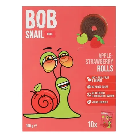 Przekąski Roll Jabłko - Truskawka bez Dodatku Cukrów Bezglutenowe 100 g - Bob Snail