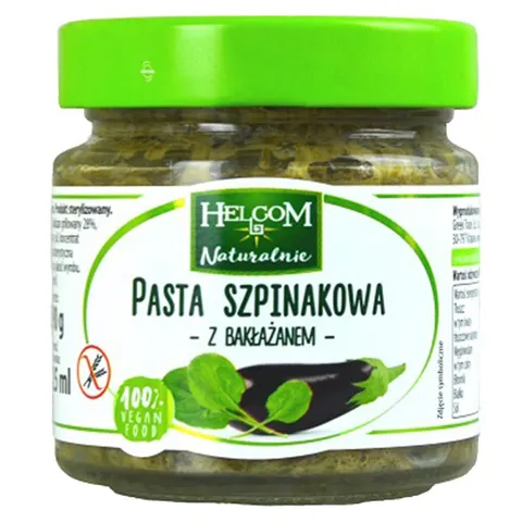 PASTA SZPINAKOWA Z BAKŁAŻANEM 190 g - HELCOM