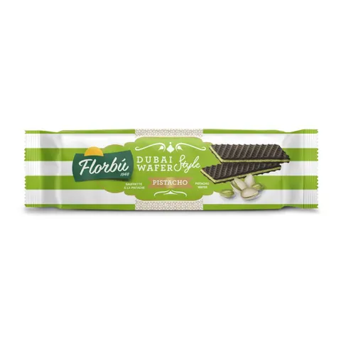 Wafelki nadziewane pistacjowe z cukrem 110g FLORBU