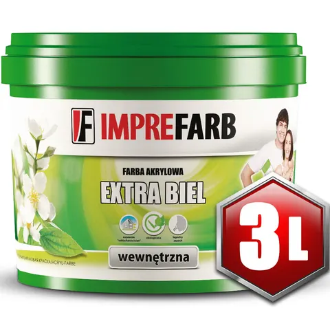 Akrylowa farba wewnętrzna - EXTRA BIEL - 3L - IMPREFARB