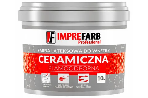Farba ceramiczna plamoodporna - lateksowa do wnętrz - biała - 10L