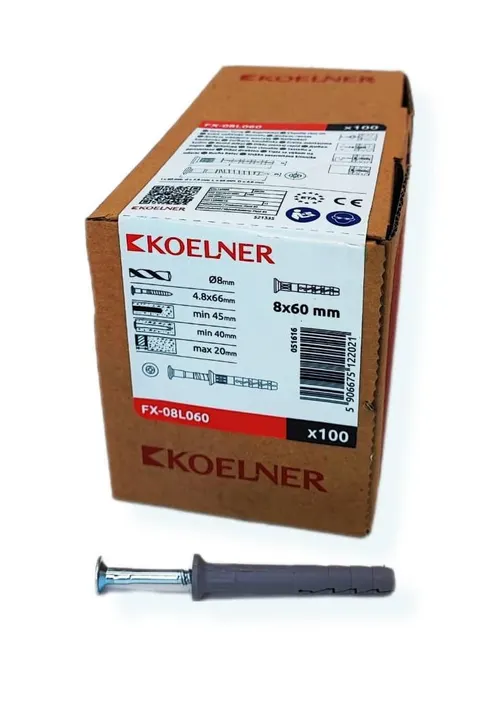 Koelner - FX-08L060 - Kołki szybkiego montażu 8x60 mm op. 100 szt