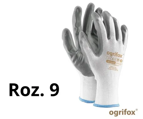 Ogrifox - OX-NITRICAR WS9 - Rękawice ochronne nitrylowe białe rozm. 9