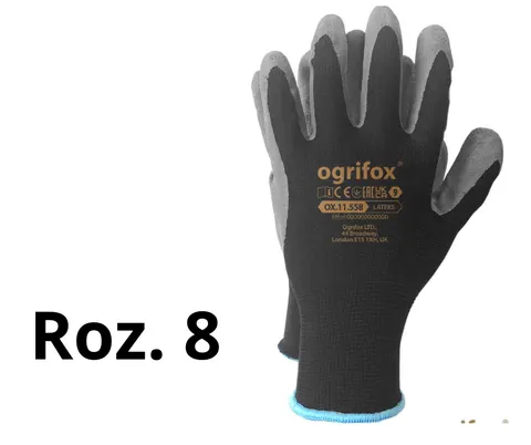 Ogrifox - OX-LATEKS BS8 - Rękawice ochronne lateksowe czarne rozm. 8