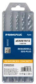 Rawlplug - RT SDSA SET 2 - zestaw wierteł do betonu SDS PLUS 5,6,8,10,12x100x160 mm 5 szt.