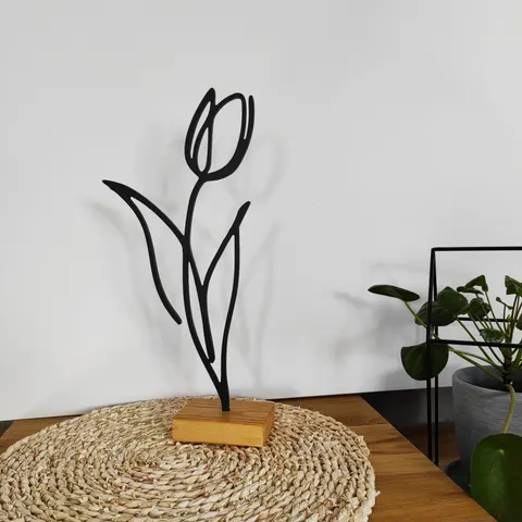 Drakaart - DEKORACJA STOJĄCA – Tulipan 36x17cm czarny