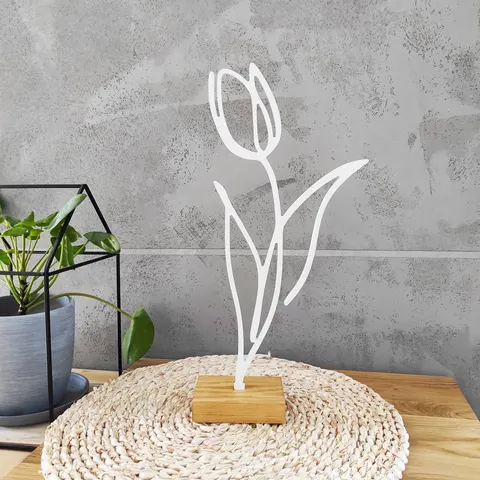 Drakaart - DEKORACJA STOJĄCA – Tulipan 36x17cm biały