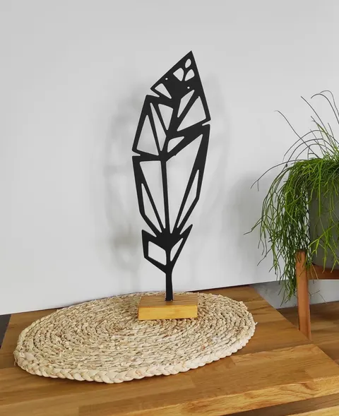 Drakaart - DEKORACJA STOJĄCA – Piórko geometryczne duże 46,5x20cm czarne