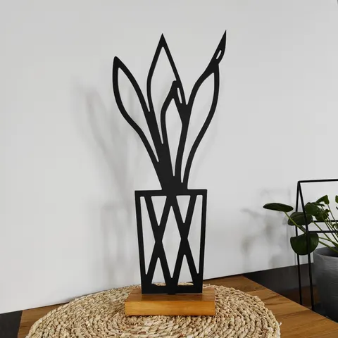 Drakaart - DEKORACJA STOJĄCA – Liście w donicy 46x20cm czarne