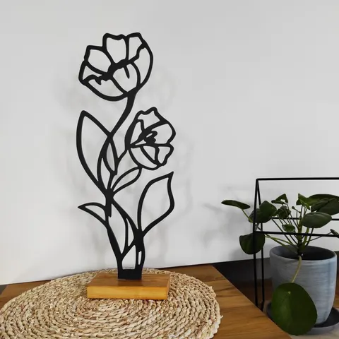 Drakaart - DEKORACJA STOJĄCA – Kwiat 47x18,5cm czarny