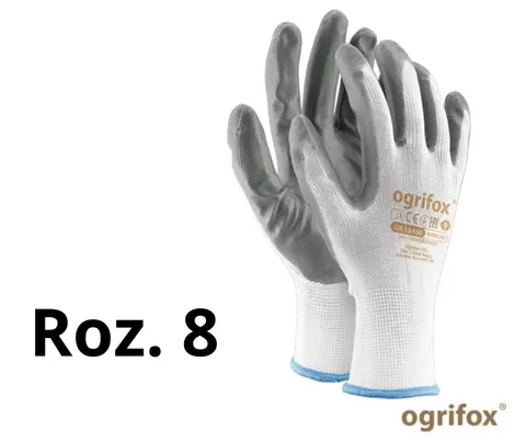 Ogrifox - OX-NITRICAR WS8 - Rękawice ochronne nitrylowe białe rozm. 8