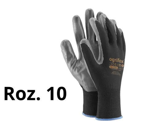 Ogrifox - OX-NITRICAR BS10 - Rękawice ochronne nitrylowe czarne rozm. 10