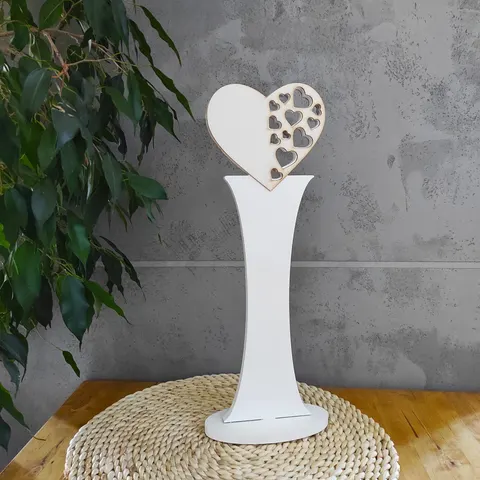 Drakaart - DEKORACJA STOJĄCA – Postument dekoracyjny serce 43x14 cm biały