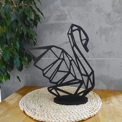 Drakaart - DEKORACJA STOJĄCA -Graficzny łabędź 40x32 cm czarny