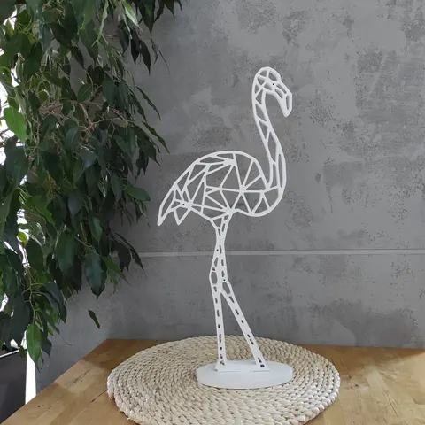 Drakaart - DEKORACJA STOJĄCA - Graficzny flaming 59x26 cm biały