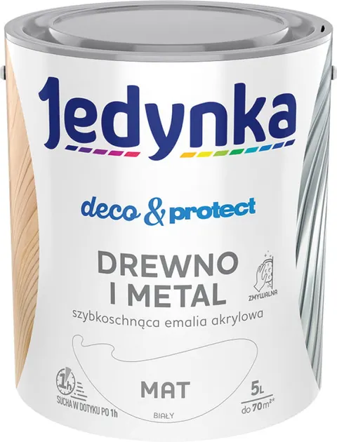 Jedynka - DECO&PROTECT - farba akrylowa biała mat 5 L