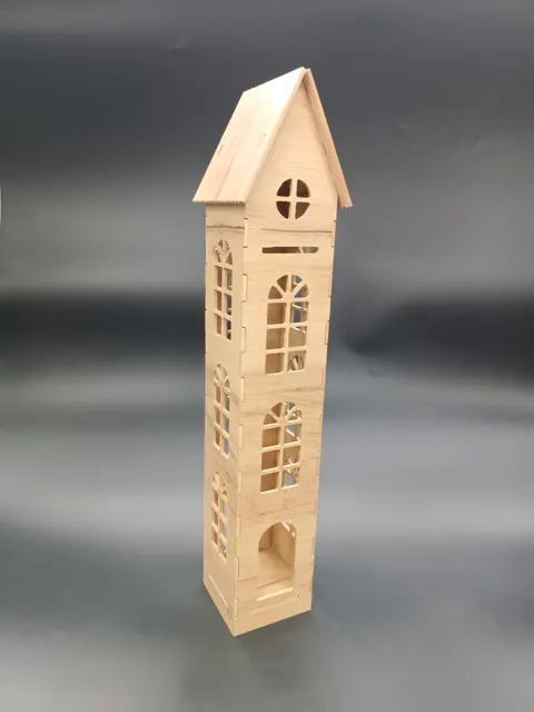 Drakaart - DEKORACJA ŚWIĄTECZNA - drewniany domek 36 x 8 x 8 cm 073