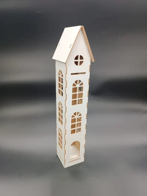 Drakaart - DEKORACJA ŚWIĄTECZNA - biały domek 36 x 8 x 8 cm 075