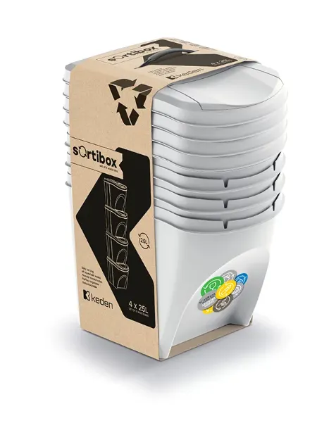 Prosperplast - SET 4 - kosz na śmieci góra 4x25l popielaty