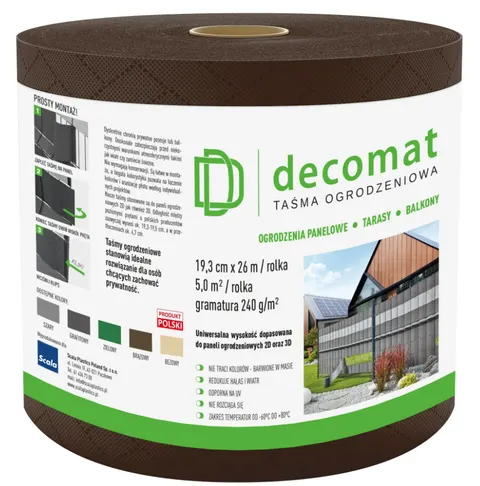 Scala Plastics - DECOMAT - taśma ogrodzeniowa 19,3x2600cm BRĄZOWA
