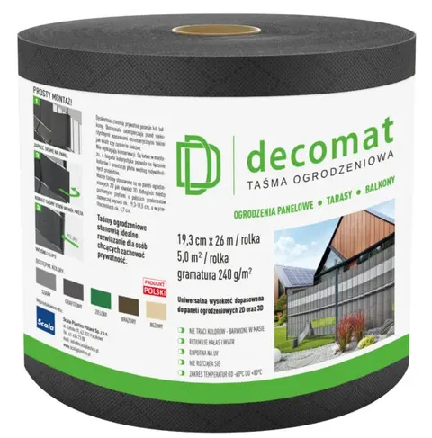 Scala Plastics - DECOMAT - taśma ogrodzeniowa 19,3x2600cm GRAFITOWA