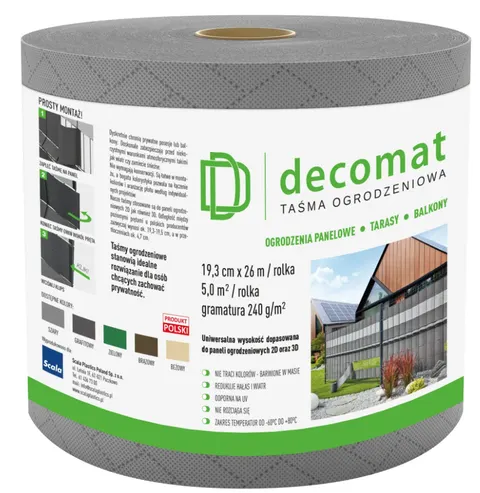 Scala Plastics - DECOMAT - taśma ogrodzeniowa 19,3x2600cm SZARA
